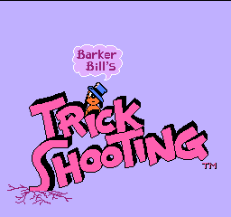 Barker Bill's Trick Shooting title screen for NES